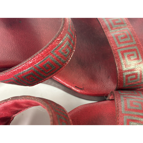 Cole Haan Resort Womens 7 B Red Leather Platform Heel Sandals Y2K Vintage - Picture 14 of 14